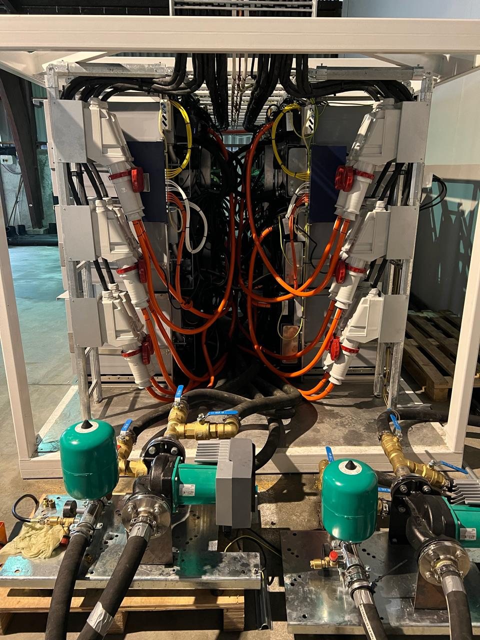 Pump skid and data center pipework
